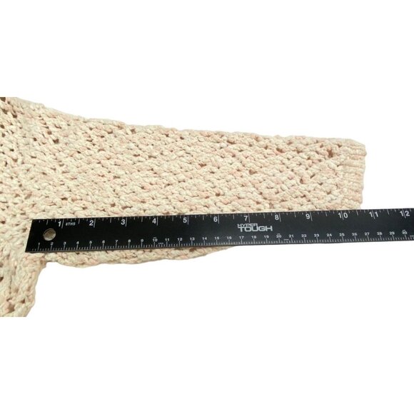 J JILL Women Crochet Pullover Sweater 3/4 Sleeve V Neck Sz L Light Pink Casual - Picture 8 of 13